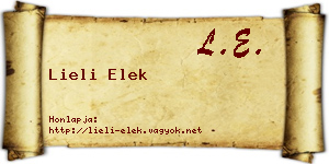 Lieli Elek névjegykártya